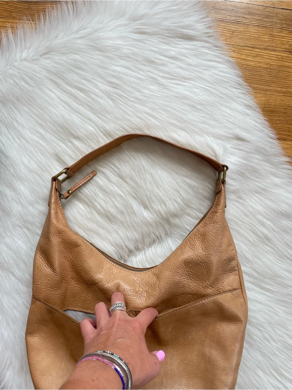 American Leather Co. Hobo Bucket leather shoulder bag